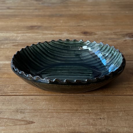 三名窯 松形恭知　楕円鉢 7C (約18.5×14.5cm)