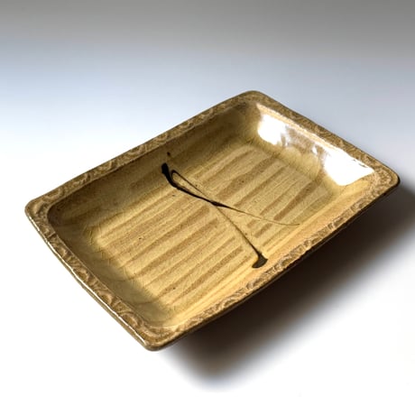 柳瀬俊一郎　押し文角皿 D (約21.5×15.5cm)