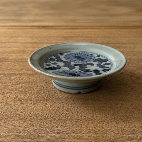 皐月窯　3.5寸高台皿 菊唐草 さ14B（直径約11cm)