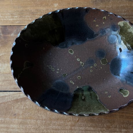 三名窯 松形恭知　楕円鉢 7M (約18.5×14.5cm)※M
