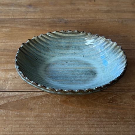 三名窯 松形恭知　楕円鉢 7B (約18.5×14.5cm)