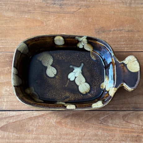 柳瀬俊一郎　片耳グラタン皿 双葉 22J1（約17×12.5cm)