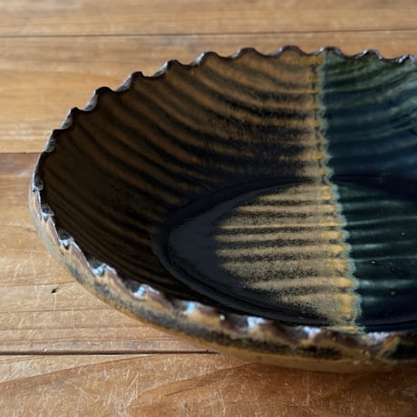 三名窯 松形恭知　楕円鉢 7I (約18.5×14.5cm)