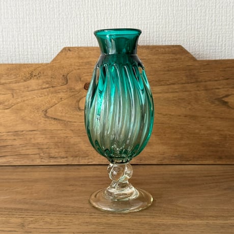吹工房 村上恭一　色モール花器（浅葱） M97