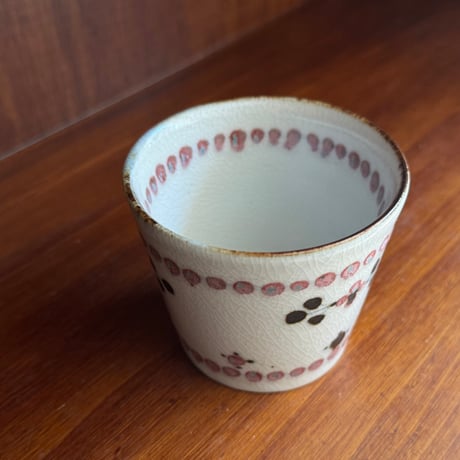 陶彩窯　そばちょこ 小花文 赤  と2