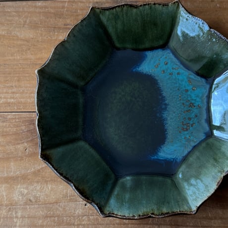 村澤陶苑 村澤享　稜花八角皿 9A (直径約18cm)