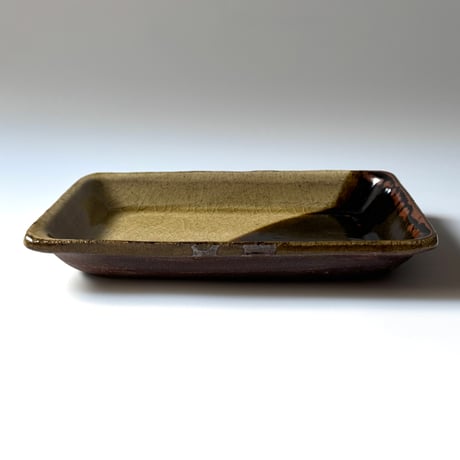 柳瀬俊一郎　長角皿  ツートン A (約19×12.5cm)