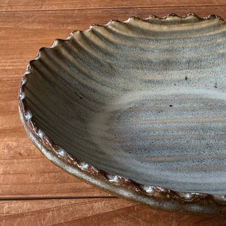 三名窯 松形恭知　楕円鉢 7B (約18.5×14.5cm)