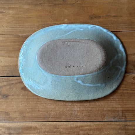 岡安まりな　オーバル深皿 象嵌（約25.5×18.5cm) ろ