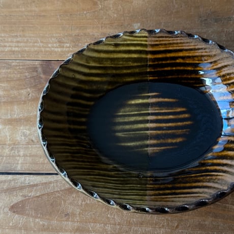 三名窯 松形恭知　楕円鉢 7F (約18.5×14.5cm)