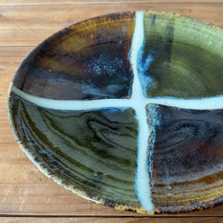 村澤陶苑　掛分糠流皿 A (直径約23.5cm)