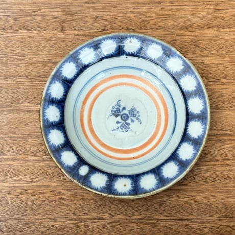砥部焼 中田窯　6寸リム皿 N3F (直径約19cm)