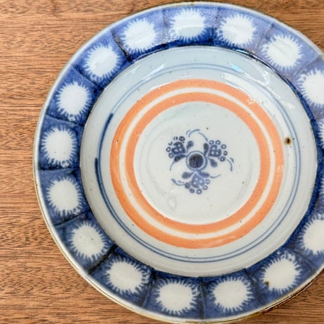 砥部焼 中田窯　6寸リム皿 N3G (直径約19cm)