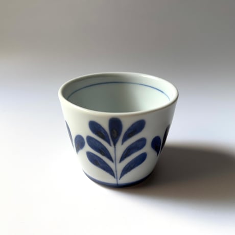 陶房遊　蕎麦猪口（大） ブルーリーフ A
