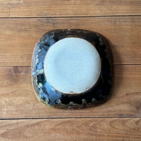 村澤陶苑　青銅釉糠角鉢 A (約16.5×16.5cm)
