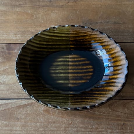 三名窯 松形恭知　楕円鉢 7G (約18.5×14.5cm)