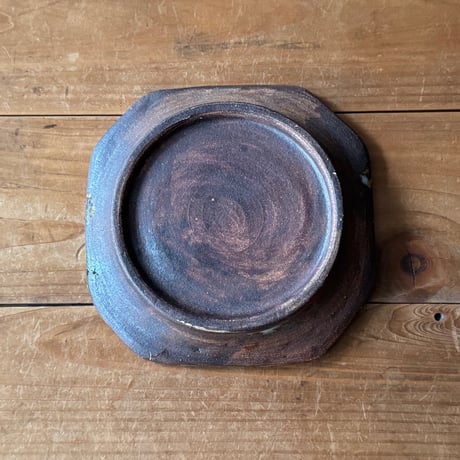柳瀬俊一郎　八角皿 ぐるぐる 24C1（約15×15cm)