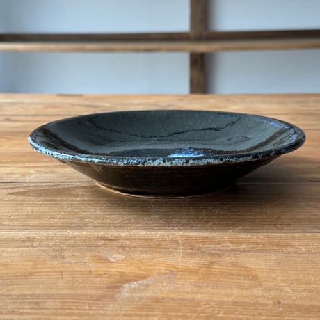 村澤陶苑　灰釉重掛皿 (直径約21cm)