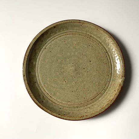 かじや窯　6寸平皿 灰 D