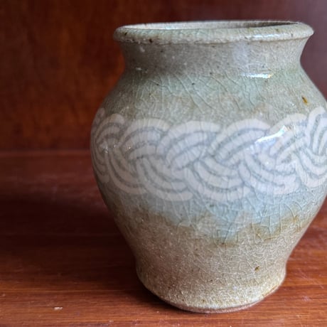 星の宮製陶 高橋あい　花器 象嵌 灰 A