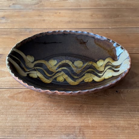 柳瀬俊一郎　カレー皿 3波・ドット 40G2（約24.5×18.5cm)