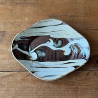 柳瀬俊一郎　  木瓜皿 ライン・捻り・茶 30B2（約19×14.5cm)