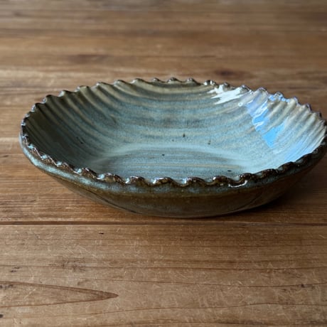 三名窯 松形恭知　楕円鉢 7B (約18.5×14.5cm)