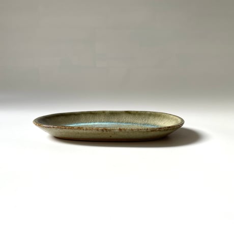 やきもの山上　楕円皿 縁呉須（小）B