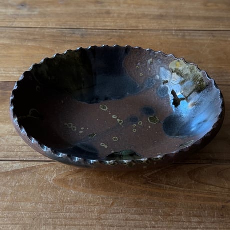 三名窯 松形恭知　楕円鉢 7M (約18.5×14.5cm)※M