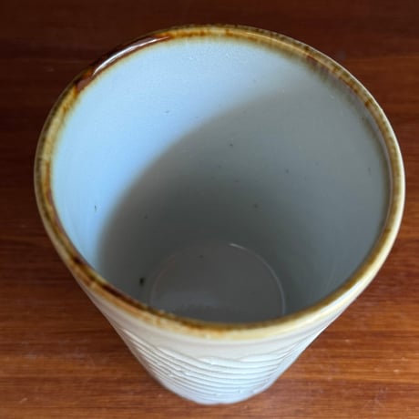 皐月窯　フリーカップ しのぎヘリンボーン 白 さ32