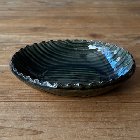 三名窯 松形恭知　楕円鉢 7D (約18.5×14.5cm)