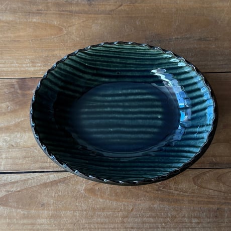 三名窯 松形恭知　楕円鉢 7C (約18.5×14.5cm)