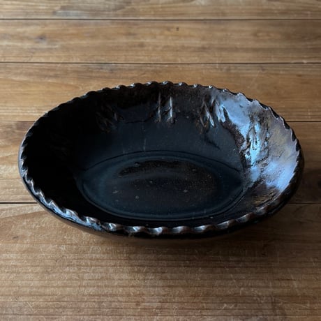 三名窯 松形恭知　楕円鉢 8A (約21×17cm)