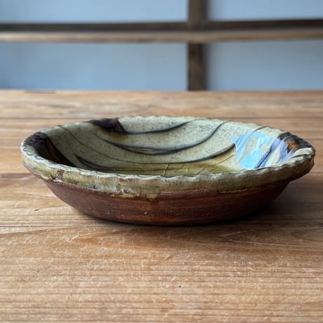 柳瀬俊一郎　楕円グラタン皿 ライン・双葉 21J2（約18×15cm)