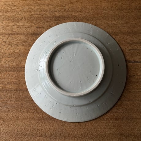 皐月窯　7.5寸縁付皿 色絵花 さ12A（直径約22.5cm)