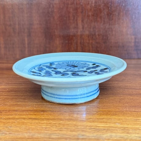 皐月窯　3.5寸高台皿 菊唐草 さ14C（直径約11cm)