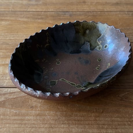 三名窯 松形恭知　楕円鉢 7N (約18.5×14.5cm)※N