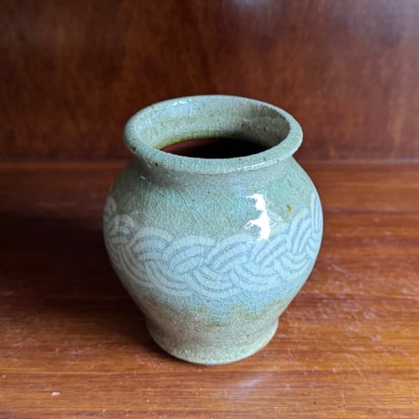 星の宮製陶 高橋あい　花器 象嵌 灰 A