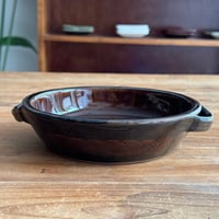 星の宮製陶 高橋あい　６寸グラタン皿 象嵌 飴 A (直径約18.5cm)