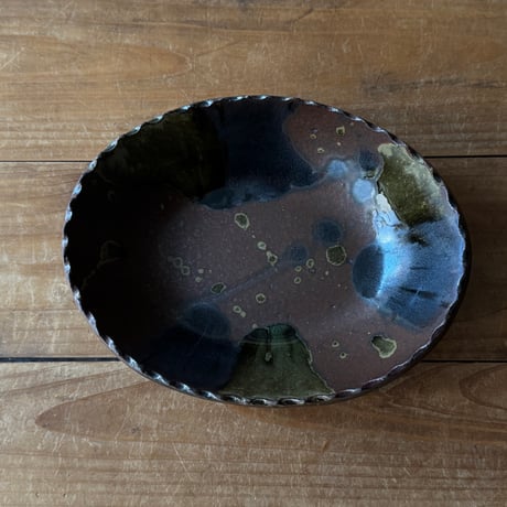 三名窯 松形恭知　楕円鉢 7M (約18.5×14.5cm)※M