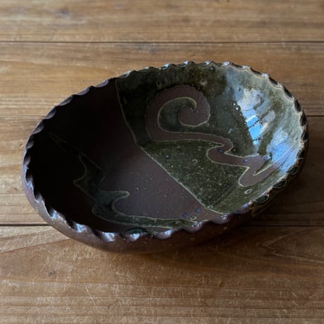 三名窯 松形恭知　楕円鉢 7K2 (約18.5×14.5cm)※k