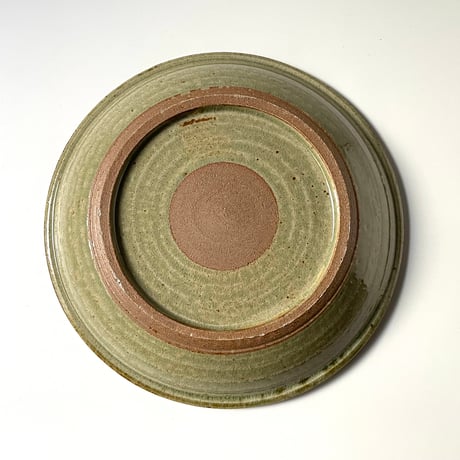 かじや窯　8寸皿 灰・フチ茶 A