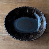 三名窯 松形恭知　楕円鉢 8A (約21×17cm)