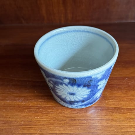 皐月窯　そば猪口 草花文白抜き さ10B