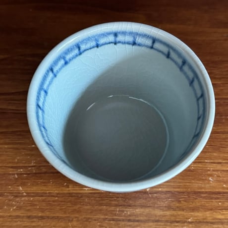 皐月窯　そば猪口 鳥と草花文 さ12A