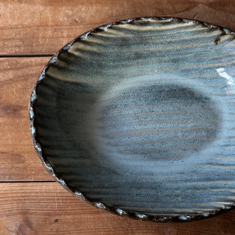 三名窯 松形恭知　楕円鉢 7A (約18.5×14.5cm)