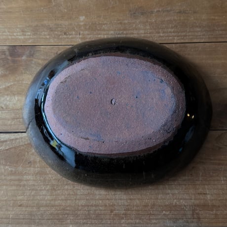 三名窯 松形恭知　楕円鉢 8B (約21×17cm)