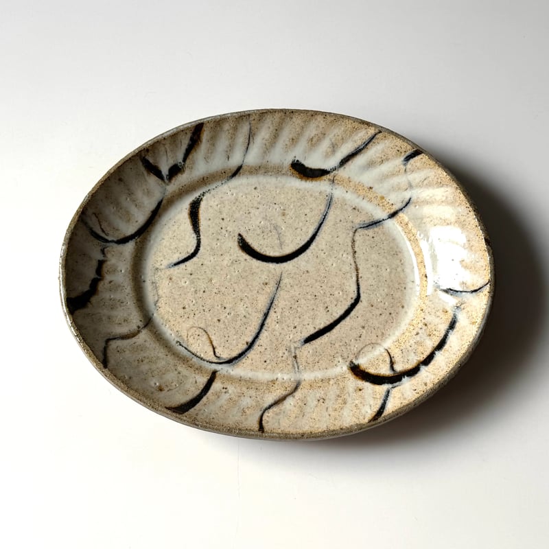 加守田太郎】 象嵌飾り皿、菓子皿 一客 加守田太郎】 象嵌飾り皿、