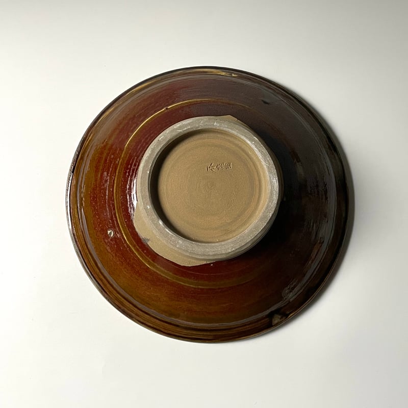 小鹿田焼 黒木昌伸窯 7寸深皿 フチ中飛び鉋 櫛描き 白 B