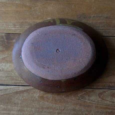 三名窯 松形恭知　楕円鉢 7K (約18.5×14.5cm)